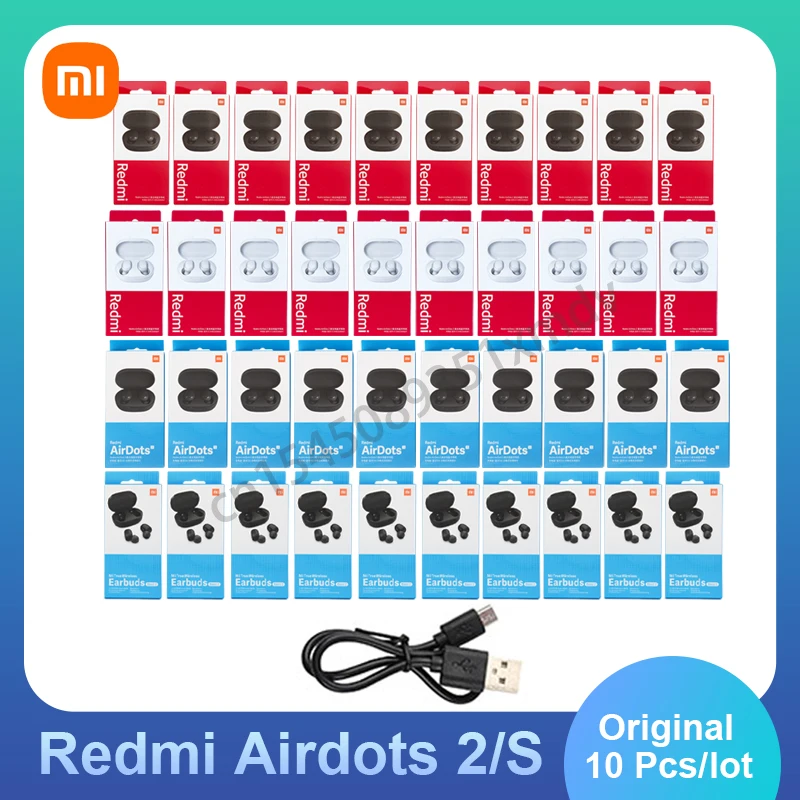 10 Pcs Xiaomi Redmi Airdots 2 Airdots S Auricolari True Wireless Auricolare Bluetooth 5.0 Cuffie Antirumore Con Microfono Tws