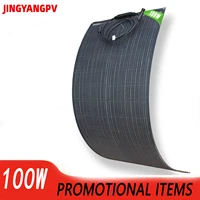 Panneau solaire flexible monocristallin 100W 12V 18V ETFE étanche et pliable pour camping-car, bateau, camping, maison, batterie hors réseau 1