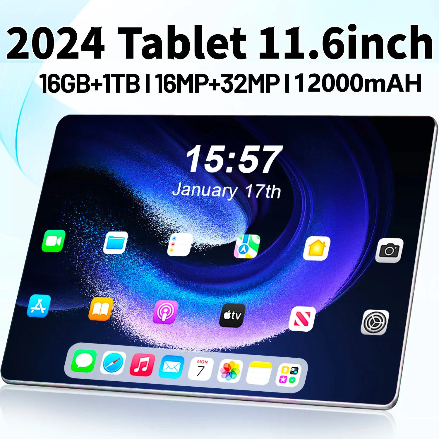 2024 5G Tablet Android 13.0 Gloednieuwe 11.6 Inch 16Gb Ram 1Tb Rom Tablet 16mp 32mp 12000Mah 10Core Wifi Bluetooth Netwerk Tablet