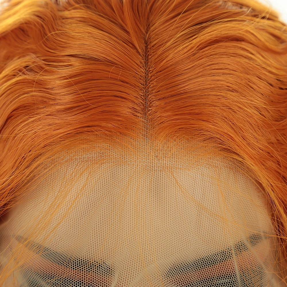 Long Curly Wig 13*4 Synthetic Lace Front Wigs For Women Orange Blonde Glueless Female Heat Resistant Daily Use Party Wig