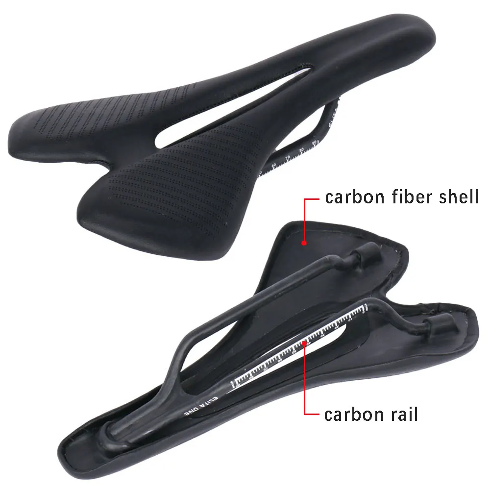 ELITAONE Carbon Bicycle Saddle 270x143mm Super Light Leather MTB Road Bike 115g Bicycle Saddle