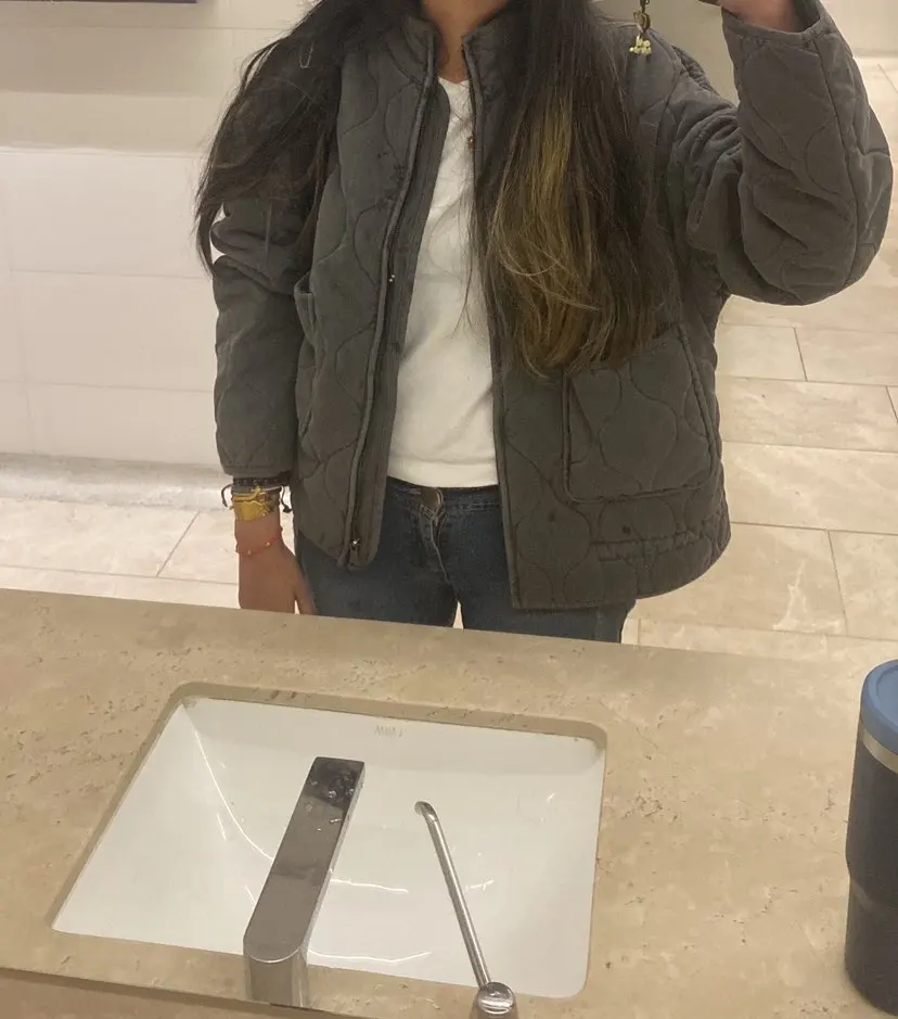 ★ Grey Vintage High-Collar Padded Jacket