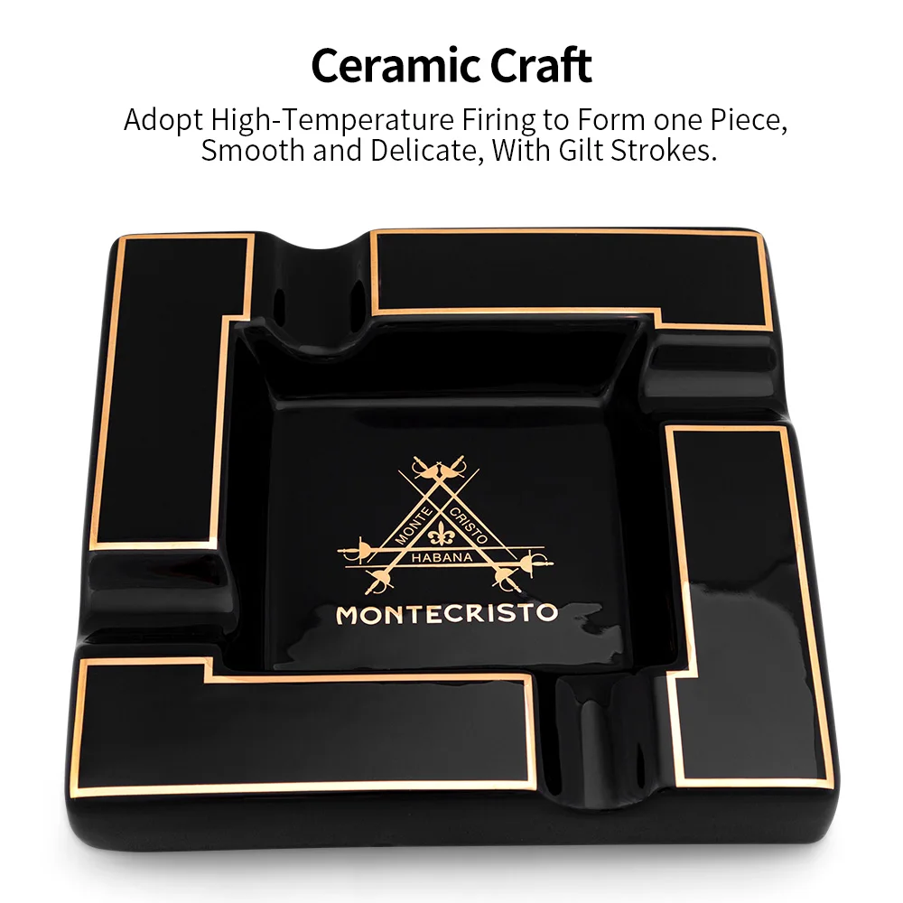 Ceramic Cigar Ashtray Square Cigarette Ashtrays 4 Holder 1 Ash Slot Table Cigar Ash Tray Large Ashtray Home Box