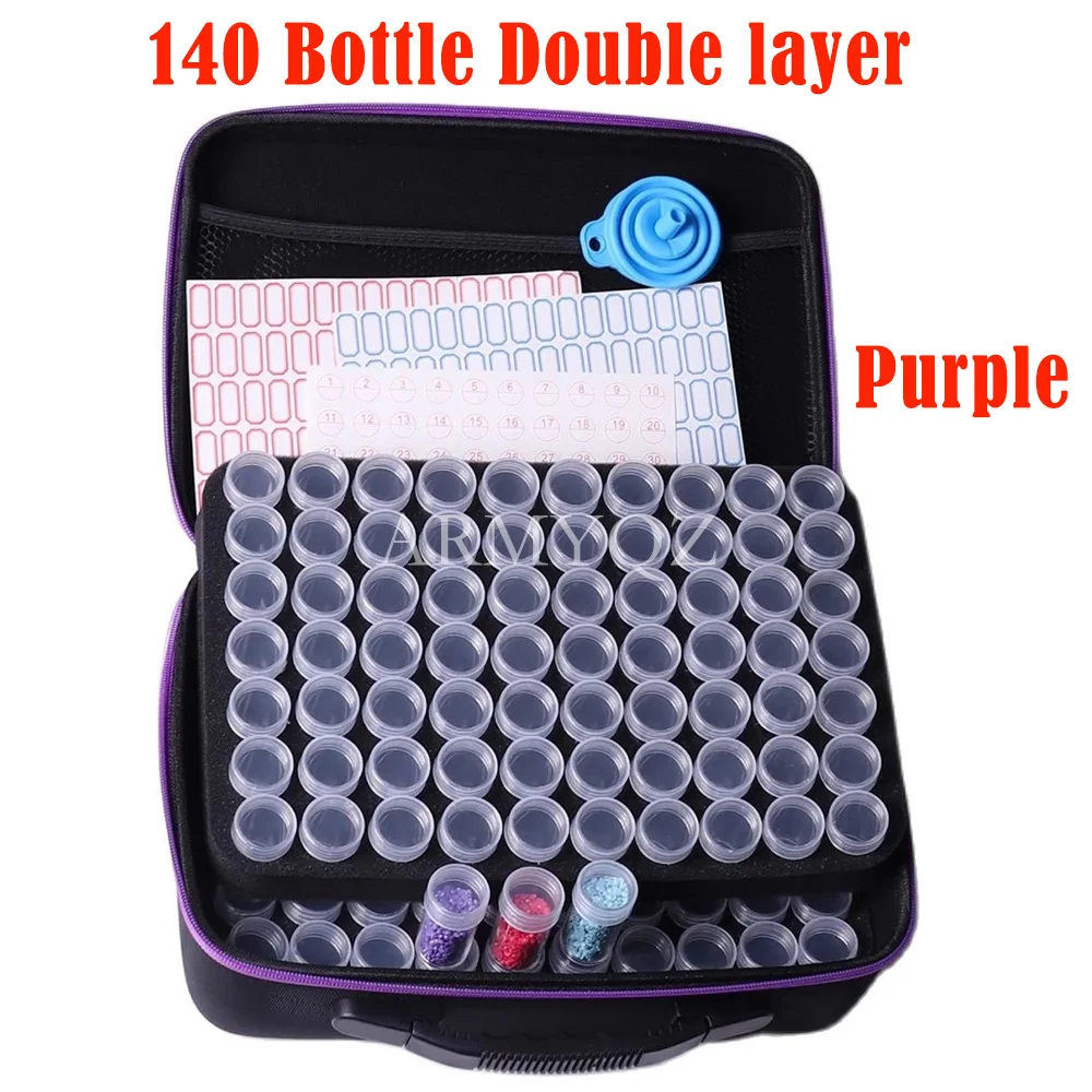 double layer 140 Grids boxs diamond painting Tools Storage bag Diamond  Embroidery Accessories mosaic Carry Case Container Hand B