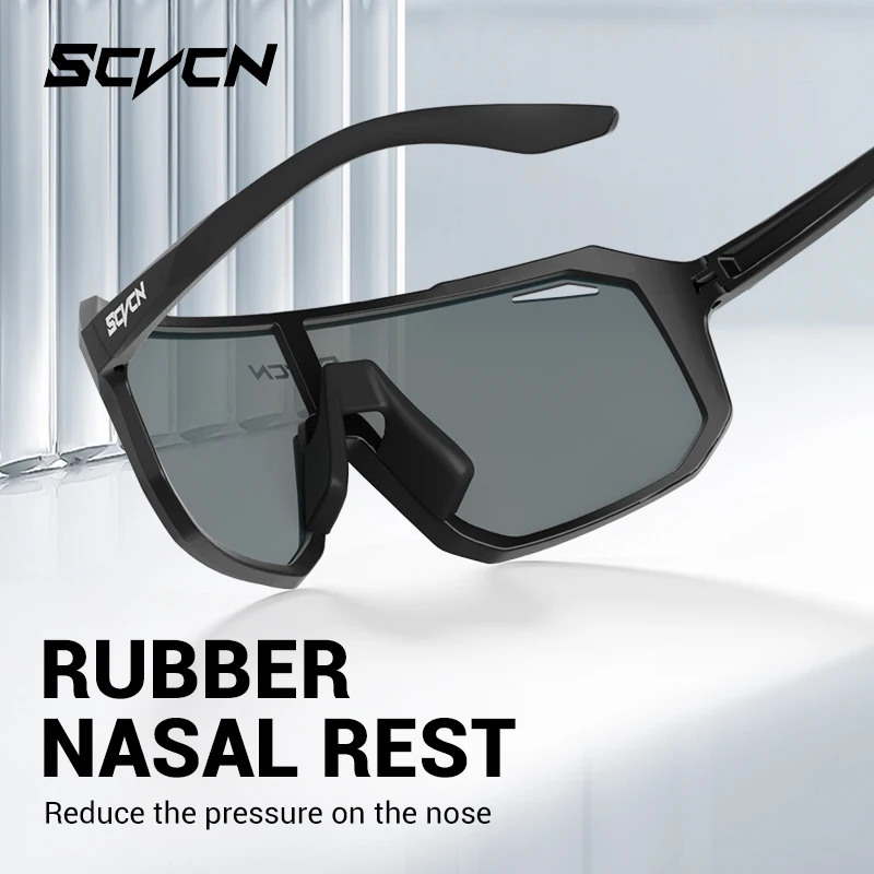 SCVCN New Polarized Cycling Glasss Outdoor Sports Running Drving Sunglasses for Men Fishing Goggles Mtb Bicycle Eyewear 1 Lens