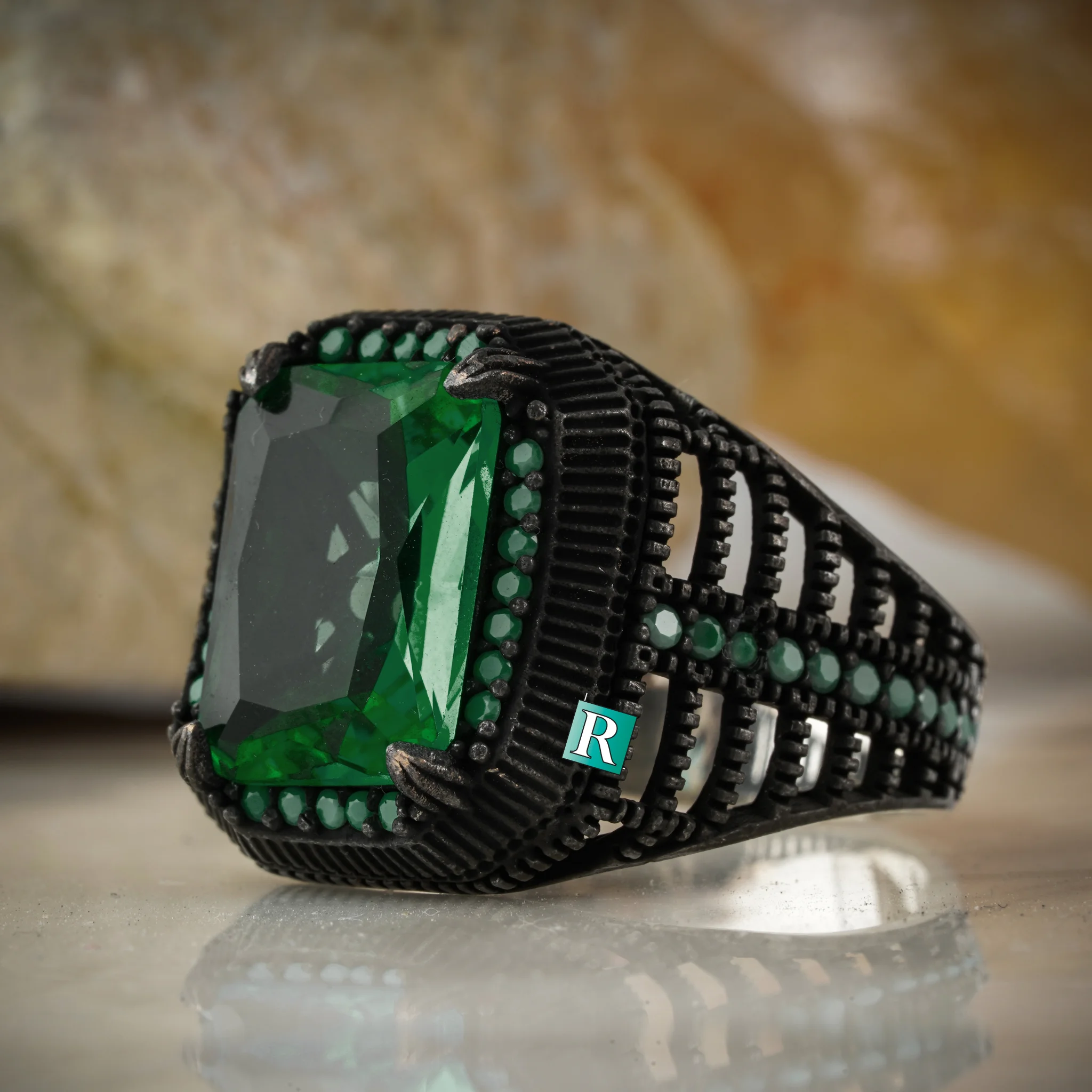 Sterling Silver 925 New Men's Luxury Ring fine Jewelry Zircon semi precious stones Handmade