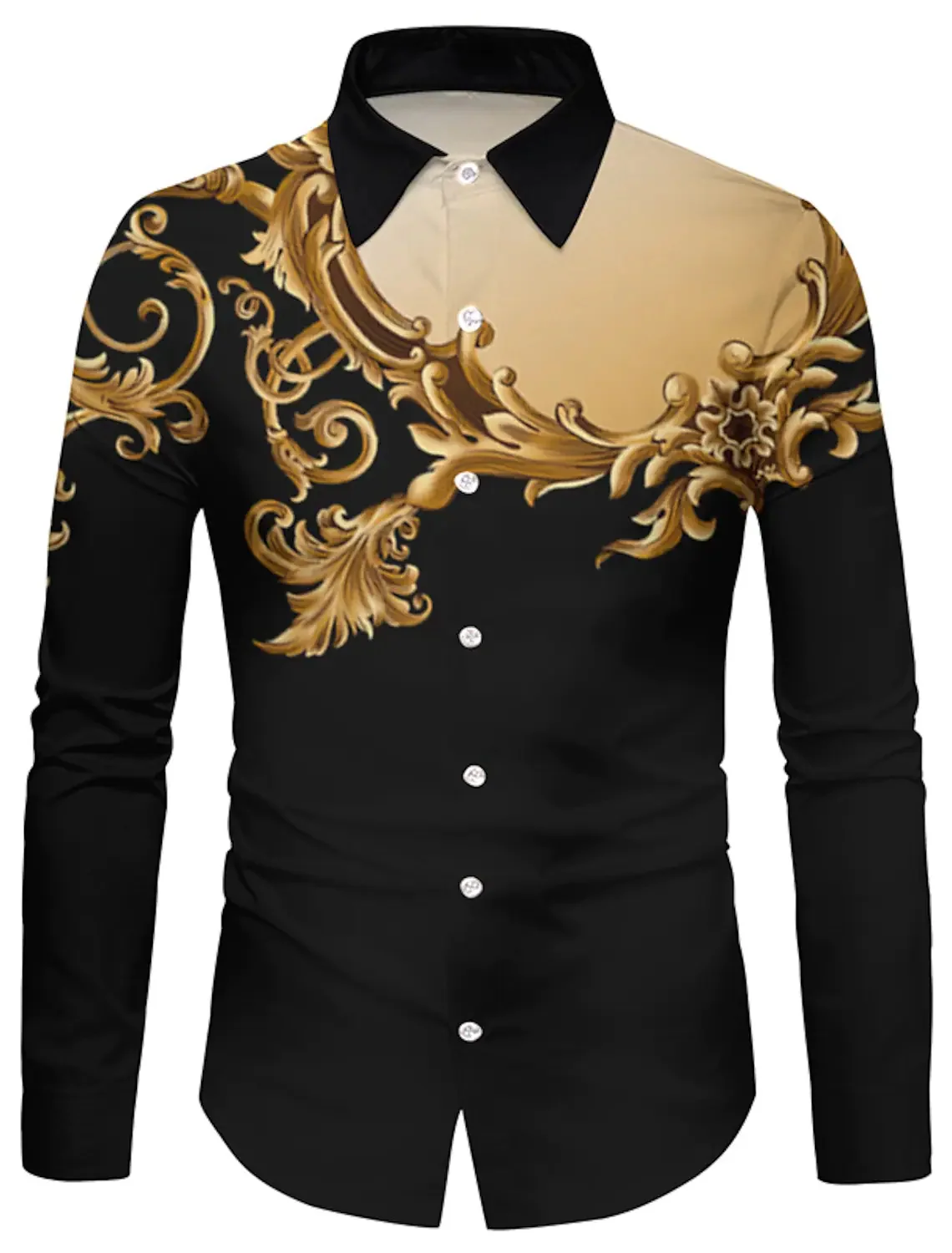 Men's Button Up Lapel Long Sleeve Shirt mens dress shirt