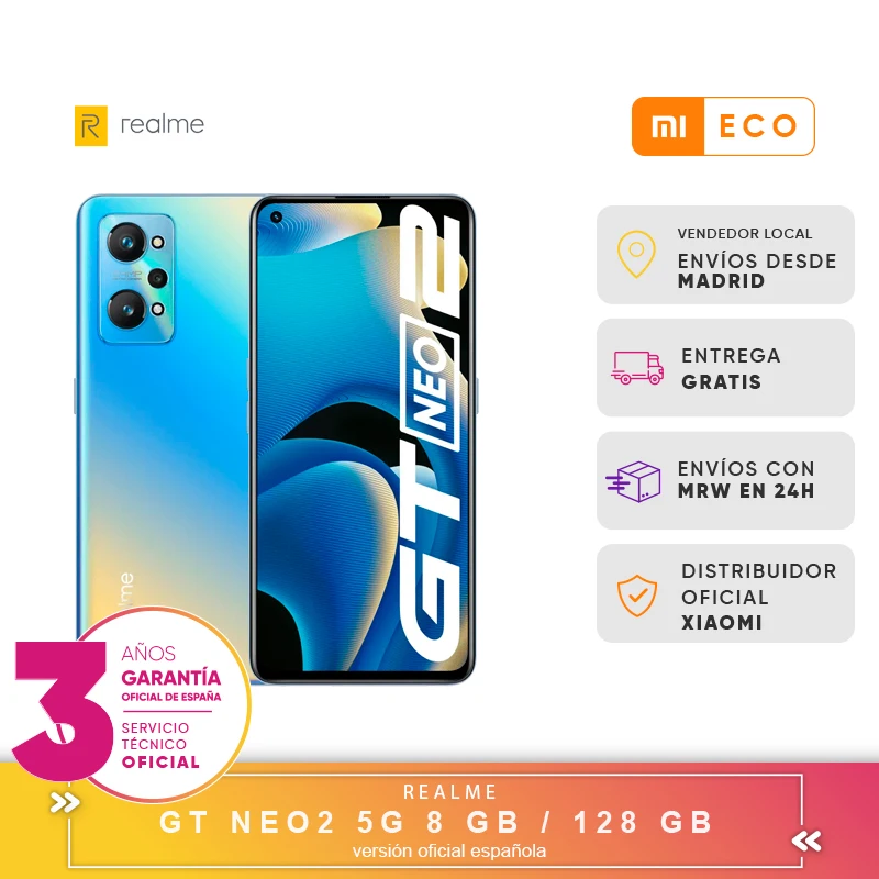Realme Gt Neo 2 5G Smartphone Schermo Nfc Amoled E4 6.62 120Hz Aggiornamento Fotocamera Principale Posteriore 64Mp Con Ia Qualcomm Snapdragon 870 5G C