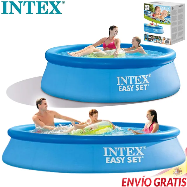 Piscine gonflable amovible Easy Set 3,66 m X 76 cm O 2,44 m X 61 cm ou 3,05 m X 61 cm 10"" X 24" pouces et couverture en option - Assemblage instantané 1942 ou 3077 litres Triple Capa 1