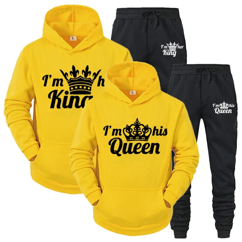 Lovers Couple Letter Print Hoodie Suits 2 Piece Hoodie and Pants Men Women Hoodie Set Tops Classic Fashion Sportwear Outfit