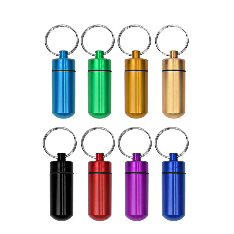 Mini Pill Case Waterproof Medicine Storage Box Container Bottle Holder Keychain Portable Outdoor Metal Pill Box Travel storage box,medicine storage container