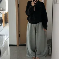 Oversize Woman Grey Black Sweatpants Y2K Korean Streetwear Loose Casual Jogger Pants High Waist All Match Drawstring Trousers - Image 5