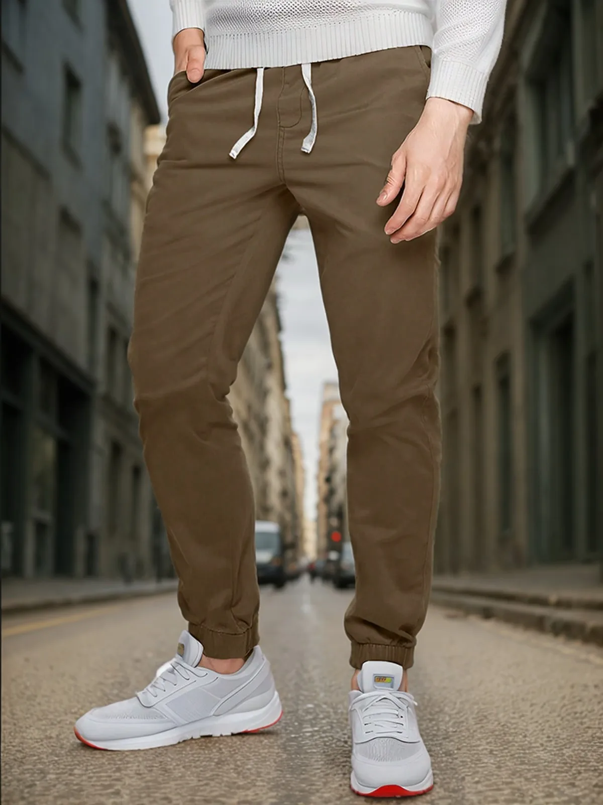 "Men's Elastic Waist Drawstring Jogger Pants with Elastic Cuffs 1