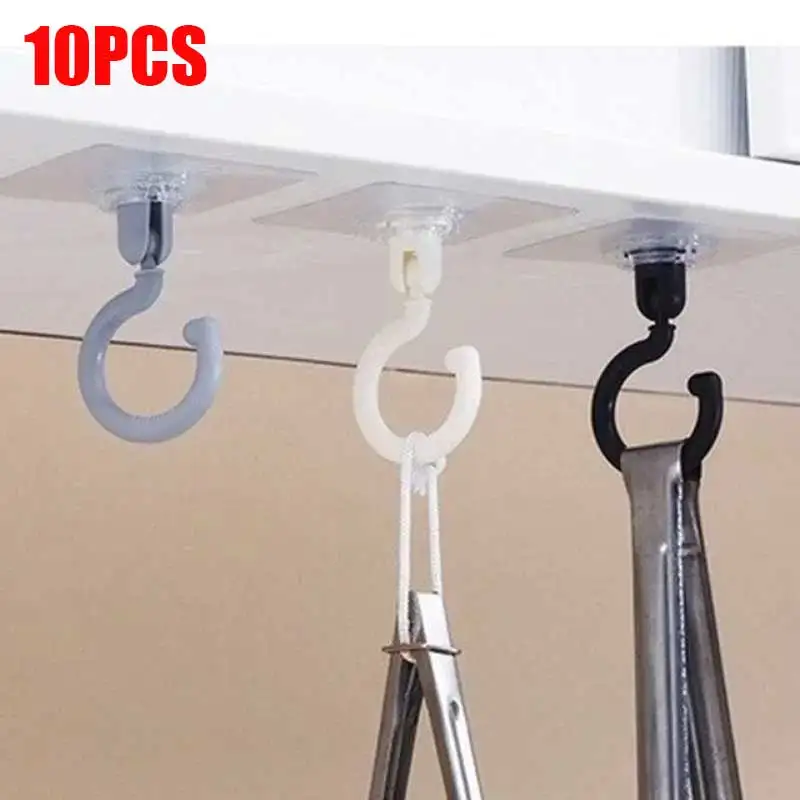 

1/3/10 pieces transparent ceiling hook 360° rotatable ceiling wall hook home multifunctional kitchen bathroom self-adhesive hook