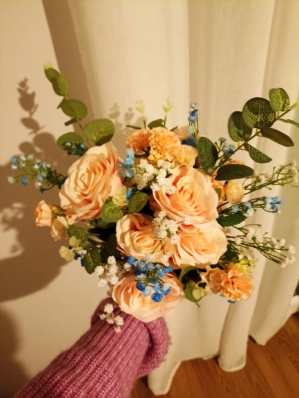 9Head Artificial Pink Rose Bouquet Flower Wedding Bridal Photography Props Home Garden Decoration Simulation Silk Rose Bouquet photo review