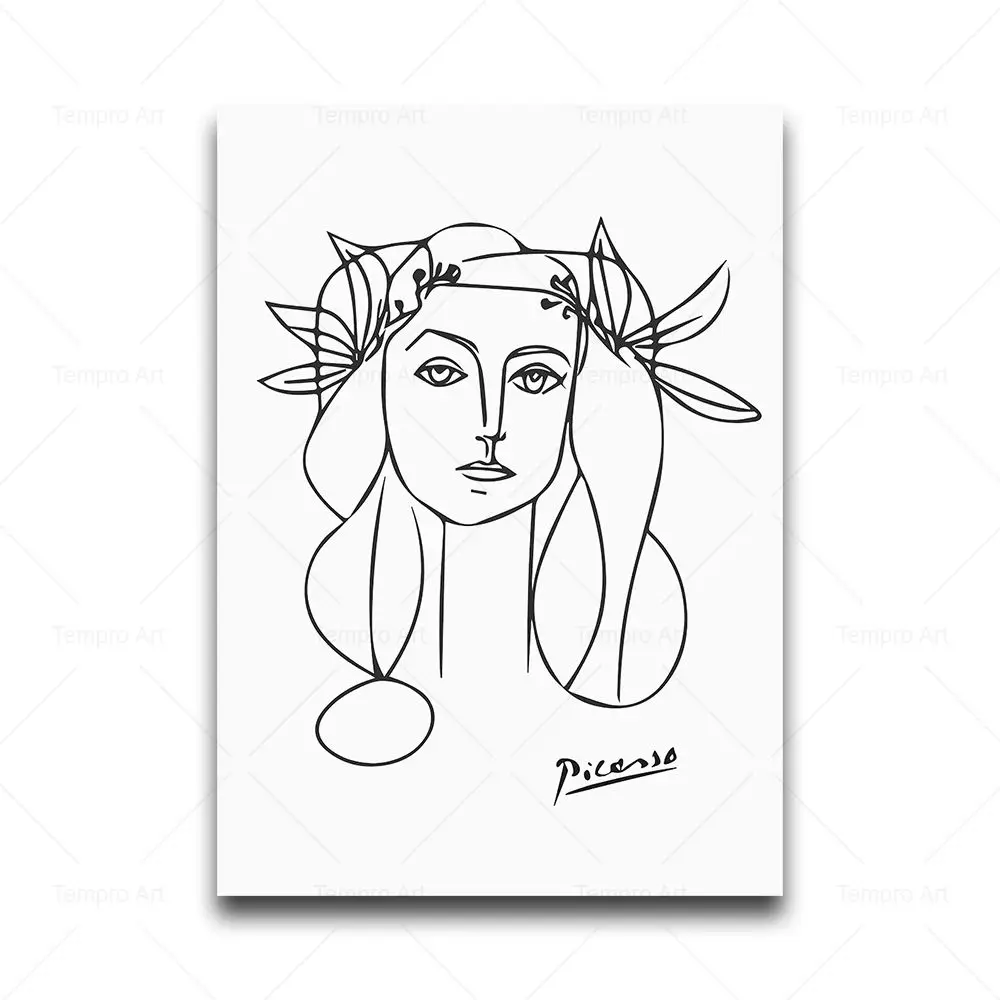 Pablo Picasso Poster in bianco e nero schizzo su tela pittura linea astratta disegnare stampa Wall Art Picture for Living Room Home Decor _ - AliExpress Mobile