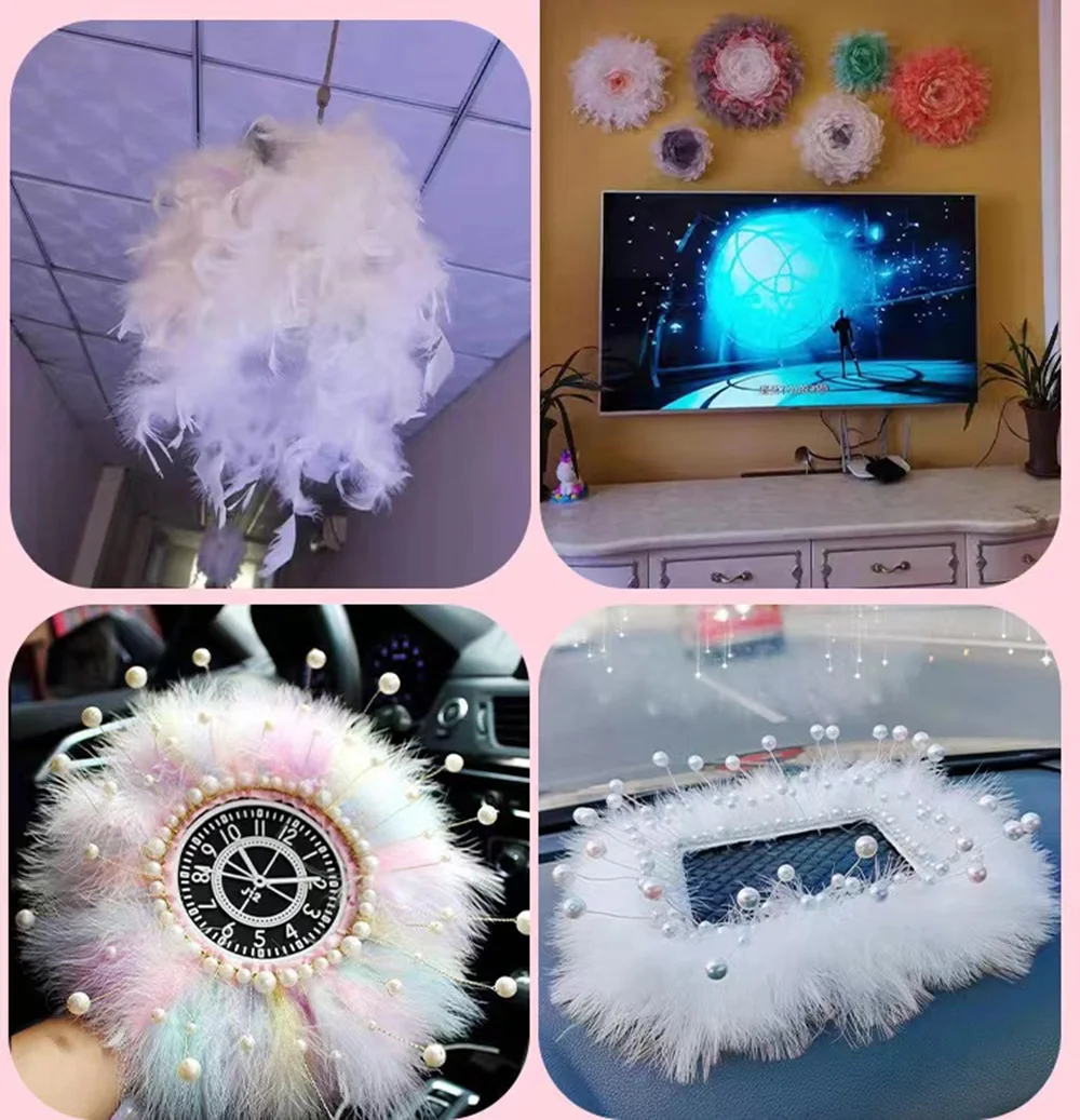 Craft Feathers 1 Meter Marabou Feathers Trim Ribbon 8-10CM Soft Plumes Fringe for Crafts Wedding Dress Sewing Decoration Accessories
