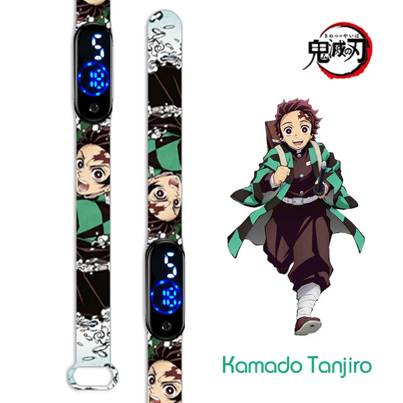 New Demon Slayer LED Electronic Watch Kimetsu No Yaiba Anime Figure Digital Clock Silicone Printed Wristband Kids Birthday Gifts images - 6