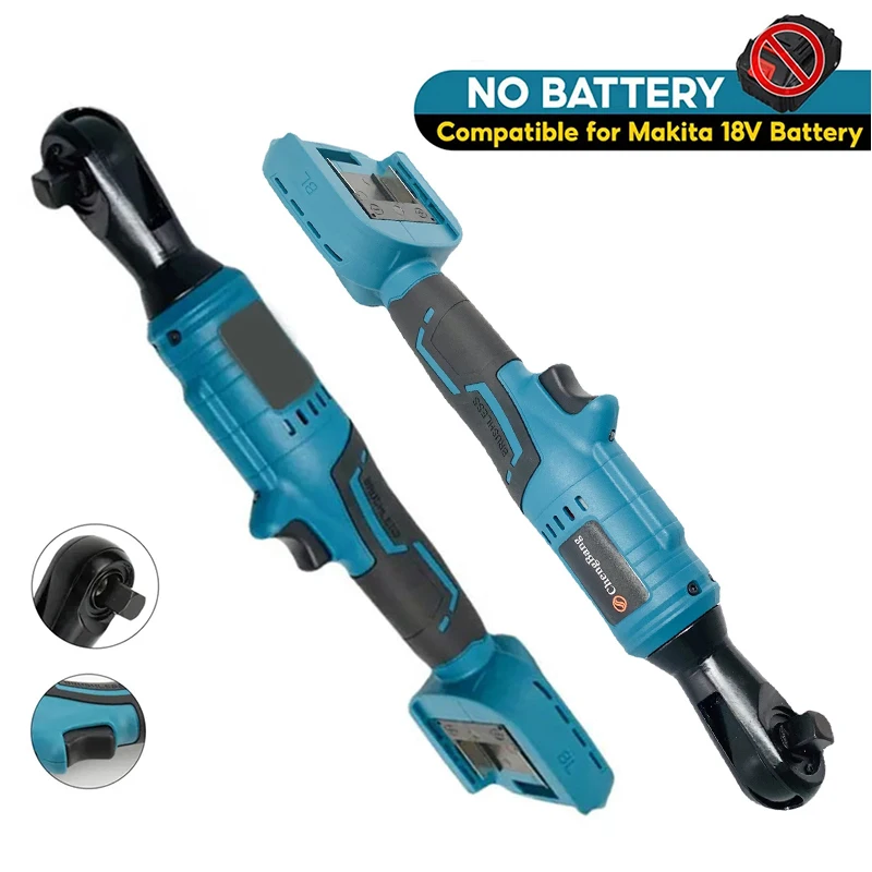 Accu-ratelsleutel, draadloze ratelsleutel, compatibel met Makita 18V, 15 cm accu, ratelschroevendraaier, elektrische ratelschroevendraaier, 1/4 inch adapter, 7 dopsleutels (zonder accu