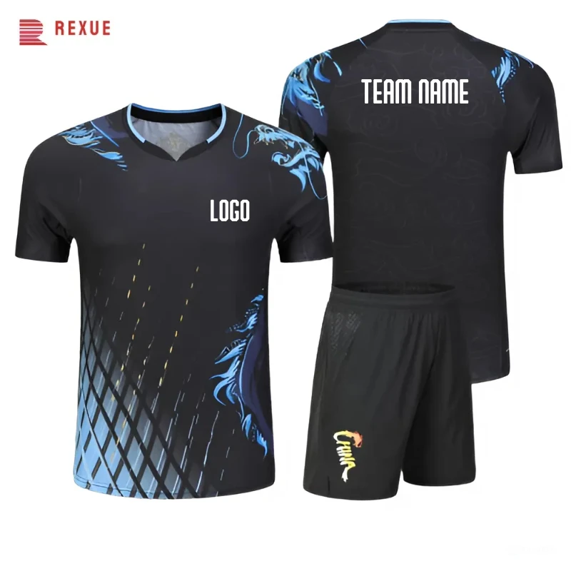 Table Tennis Clothing Print Badminton Tennis T-shirt for Men Women Kids China Dragon 3D Printed Table Tennis Uniform Tops Couple Volleyball Clothes