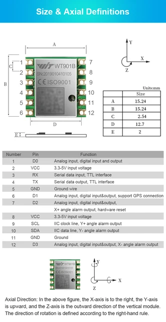 計測器具 ミリタリーグレード加速度計 傾斜計HWT905-RS232 MPU-9250 9軸ジャイロスコープ   角度XY0.05°精度  デジタ - 3