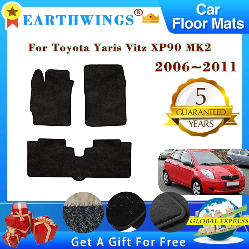 

For Toyota Vitz XP90 Yaris MK2 2007 2008 2006~2011 Car Floor Mats Rug Footpads Anti-slip Carpet Cover Pad Foot Pads Accessories