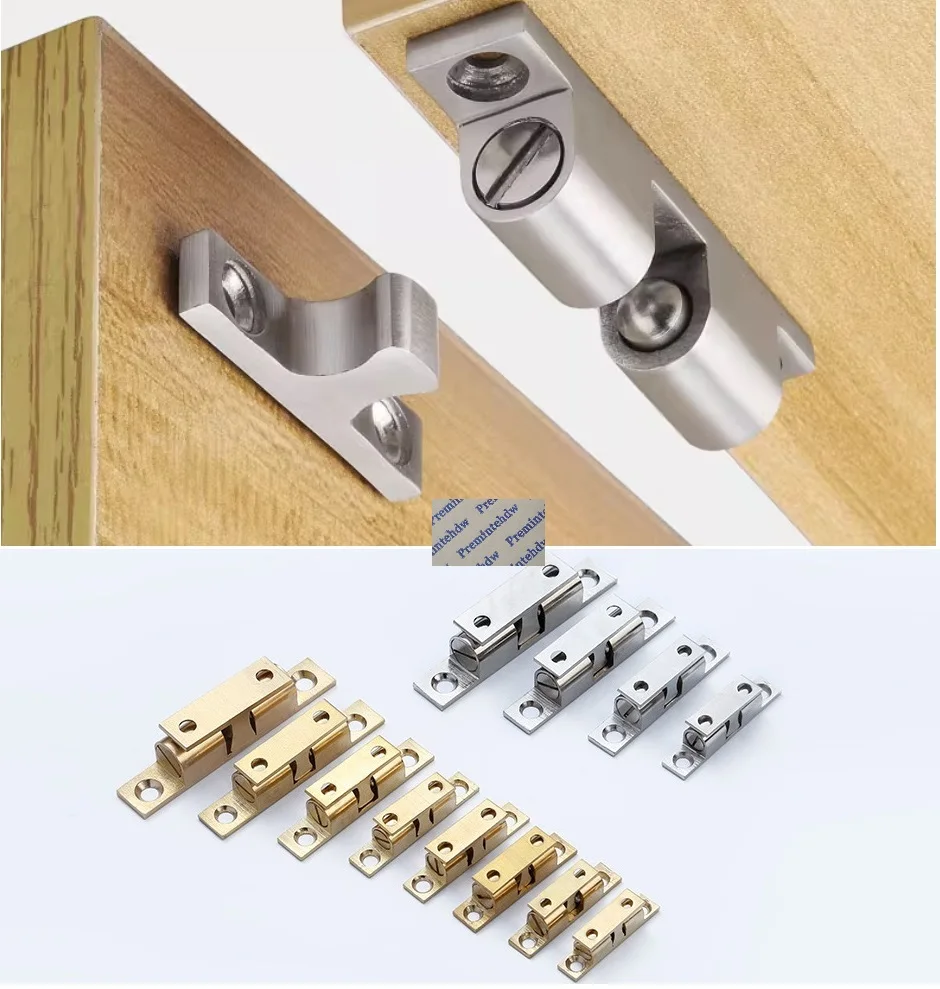 10Pcs Solid Brass Silver Adjustable Spring Ball Cabinet Door Catch Strike Latch Doorstop With Screws