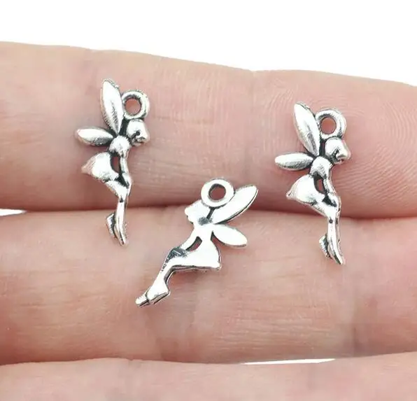 

30pcs 18*7mm Tibetan Silver Flying Angel Girl Pendant Fairy Charms For Jewelry Making EF3686