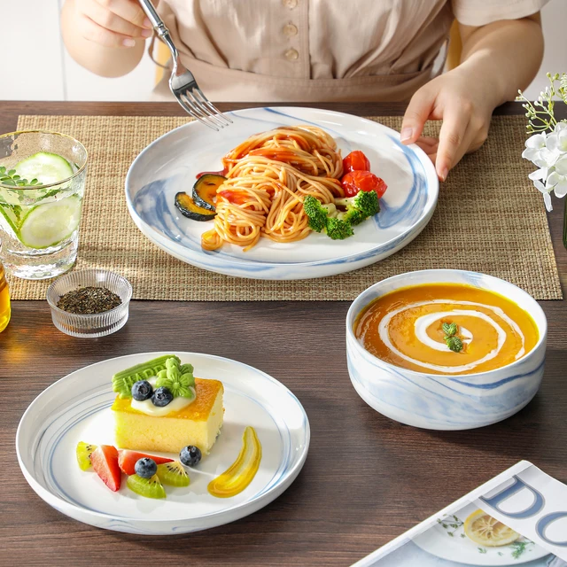 Amazon Basic Vajilla Melamina MALACASA Juego De Vajilla De