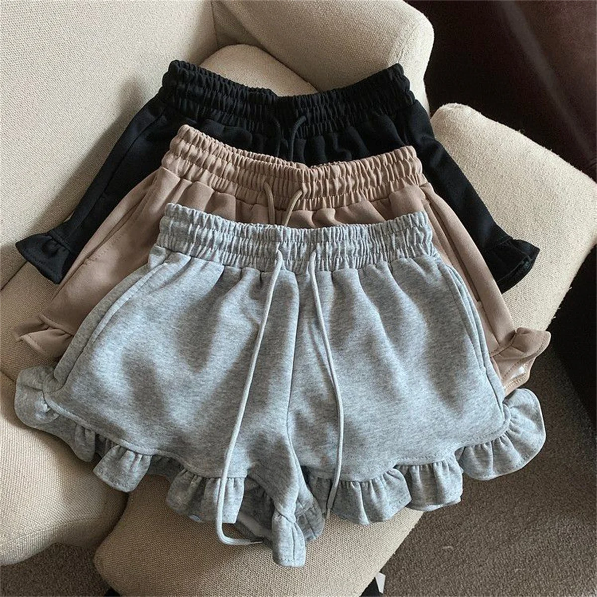 Summer Fashion Casual Bottoms Shorts Women Candy Color Breathable Plus Size Shorts Casual Lady Elastic Waist Sports Short Pants 1