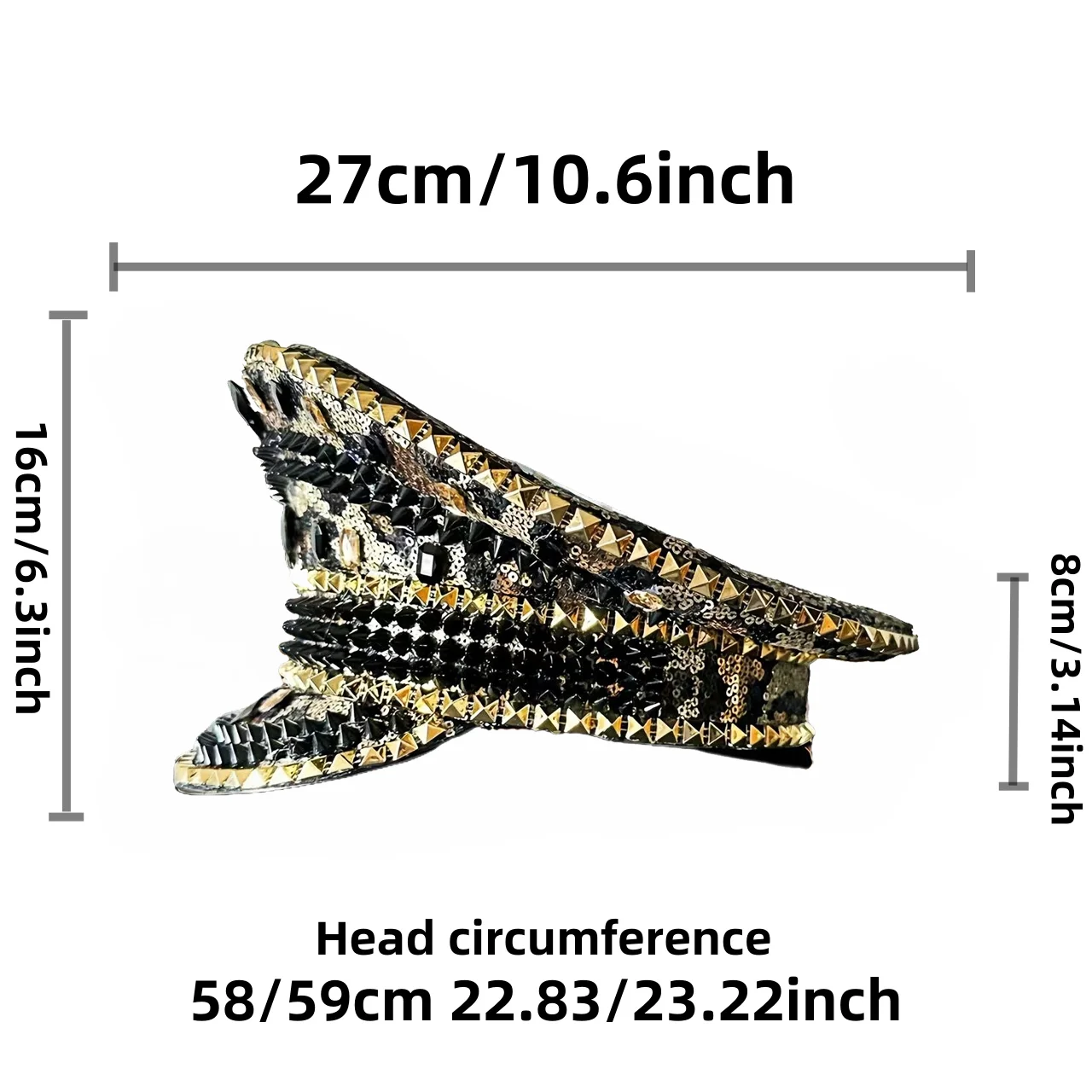 Steampunk Dark Gold Punk Captain Hat Masquerade Halloween Military Cap Halloween Party Adult Party Cruise party Music Festival