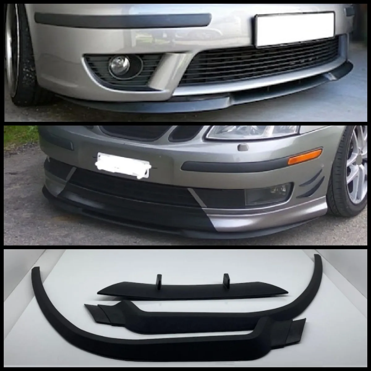 Per Saab 9-3 93 Mk1 Mk2 Cupra R Paraurti Anteriore Labbro Universale 3 Pezzi Diffusore Paraurti Nero Lip Spoiler Body Kit Tuning Protector