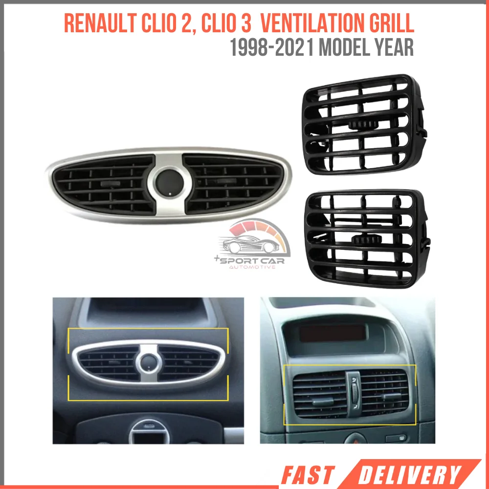 For Renault Clio 2, Clio 3 Compatible Vent Grille Medium Central Heating Ventilation  Grille Diffuser 1998 1999 2000 2001