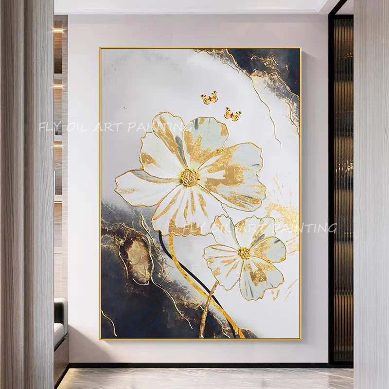 

Oil Painting Porch Aisle For Living Room Large Size 100% Handpainted gold foil landscape picture luxury as a gift unframe