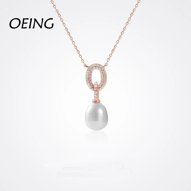 

OEINGN women's clavicle chain sterling silver pendant S925 silver natural freshwater pearl necklace light luxury fashion jewelry