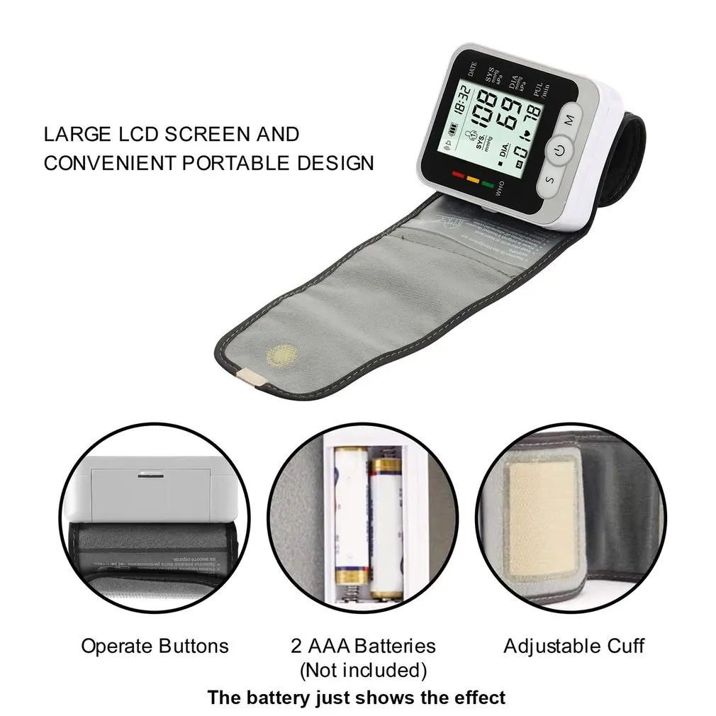 Three color display Upper Arm Blood Pressure Monitor Heart Beat Meter Machine  Large Cuff Portable Tonometer - AliExpress