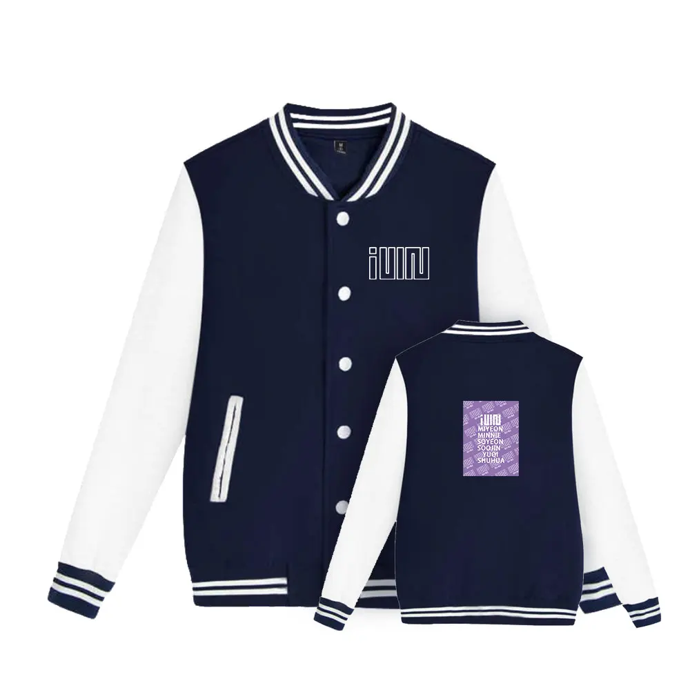 2022 autumn and winter men's and women's G-IDLE women's team printed baseball jacket Harajuku casual clothes bomber college team