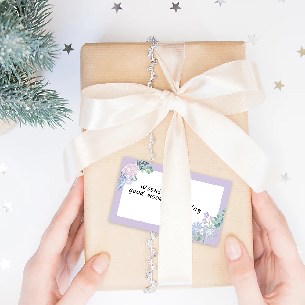 50개, 보라색 꽃 빈 메시지 카드, 포켓 카드, 명함, 빈 인사말 카드, 중소기업 용품, 선물 태그