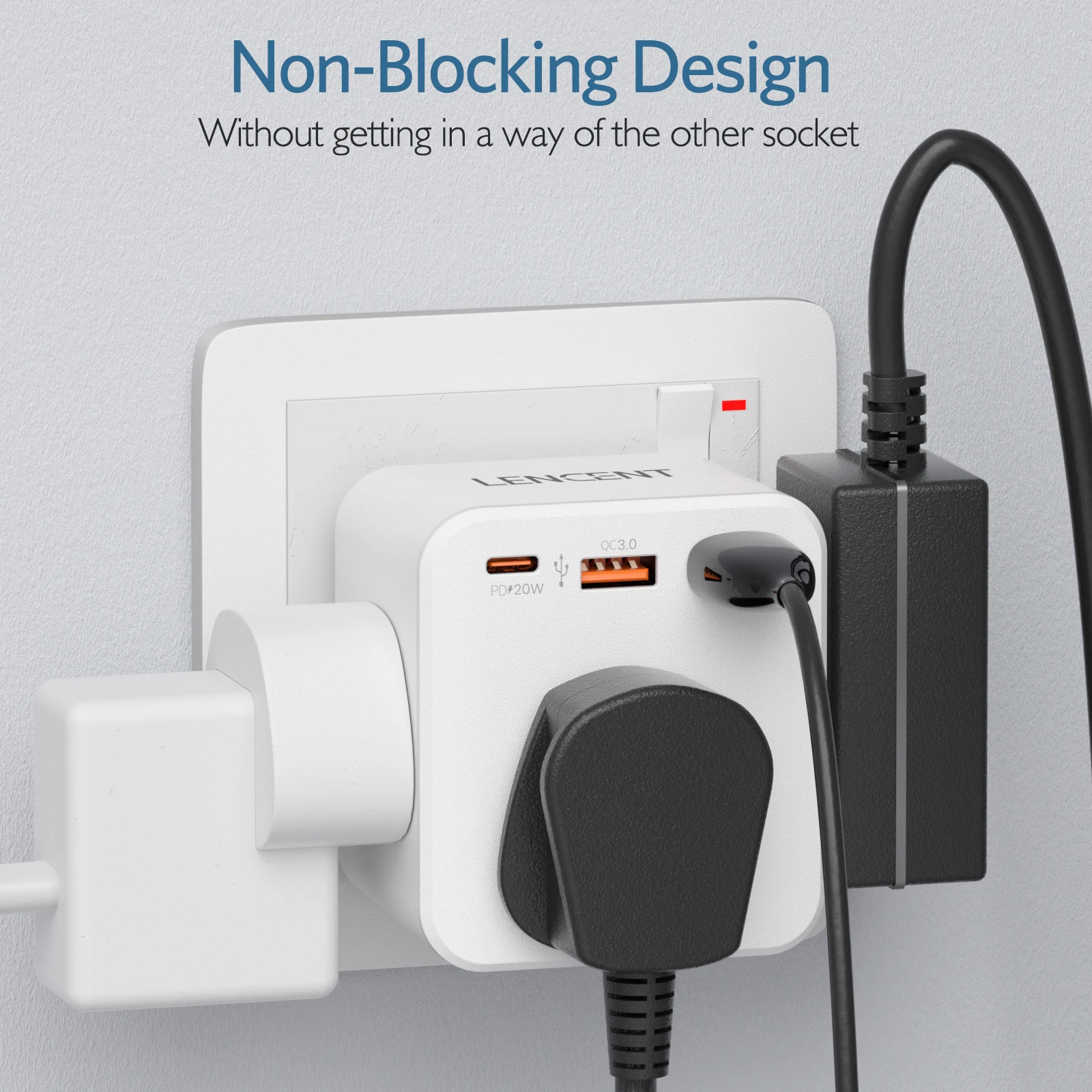 LENCENT Steckdose Extender mit 2AC Outlets 2 USB Port 1Typ C Surge  Geschützt Doppel Stecker Adapter mit Schalter für Home Office - AliExpress