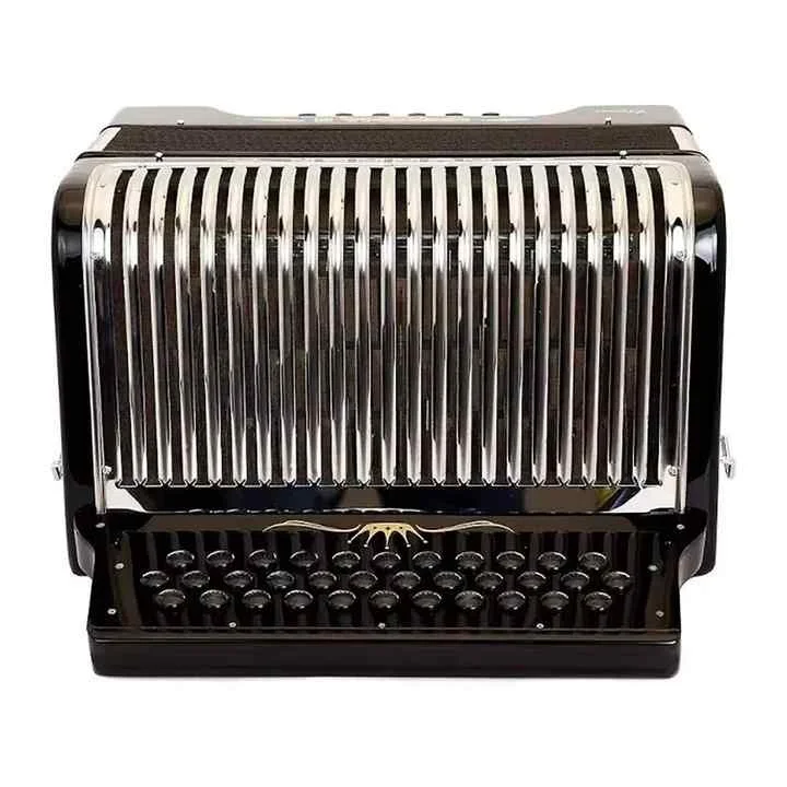 Hohner 단추 아코디언 코로나 II 익스트림 FBbEb, 공연백 및 스트랩 포함, 제트 블랙, 전통 민속 악기