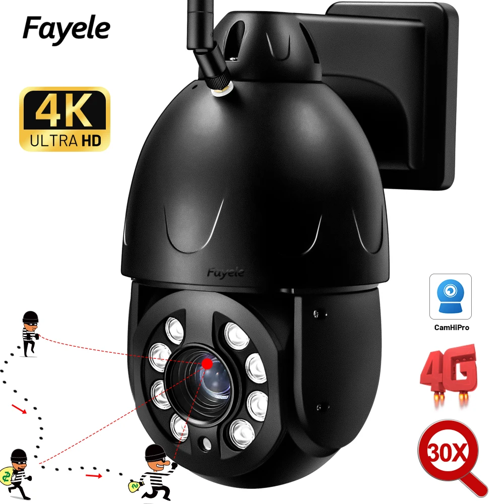 

CCTV Security WiFi 4G PTZ Camera 30X Zoom H.265 Full Color Audio Outdoor LTE Sim 5MP Auto Tracking IR Wireless IP Camera 4K 8MP