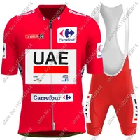 Red UAE Cycling Jersey 2024 Set Spain Tour Short Sleeve Summer Clothing Mens Road Bike Shirts Suit Bicycle Bib Shorts MTB Ropa 1