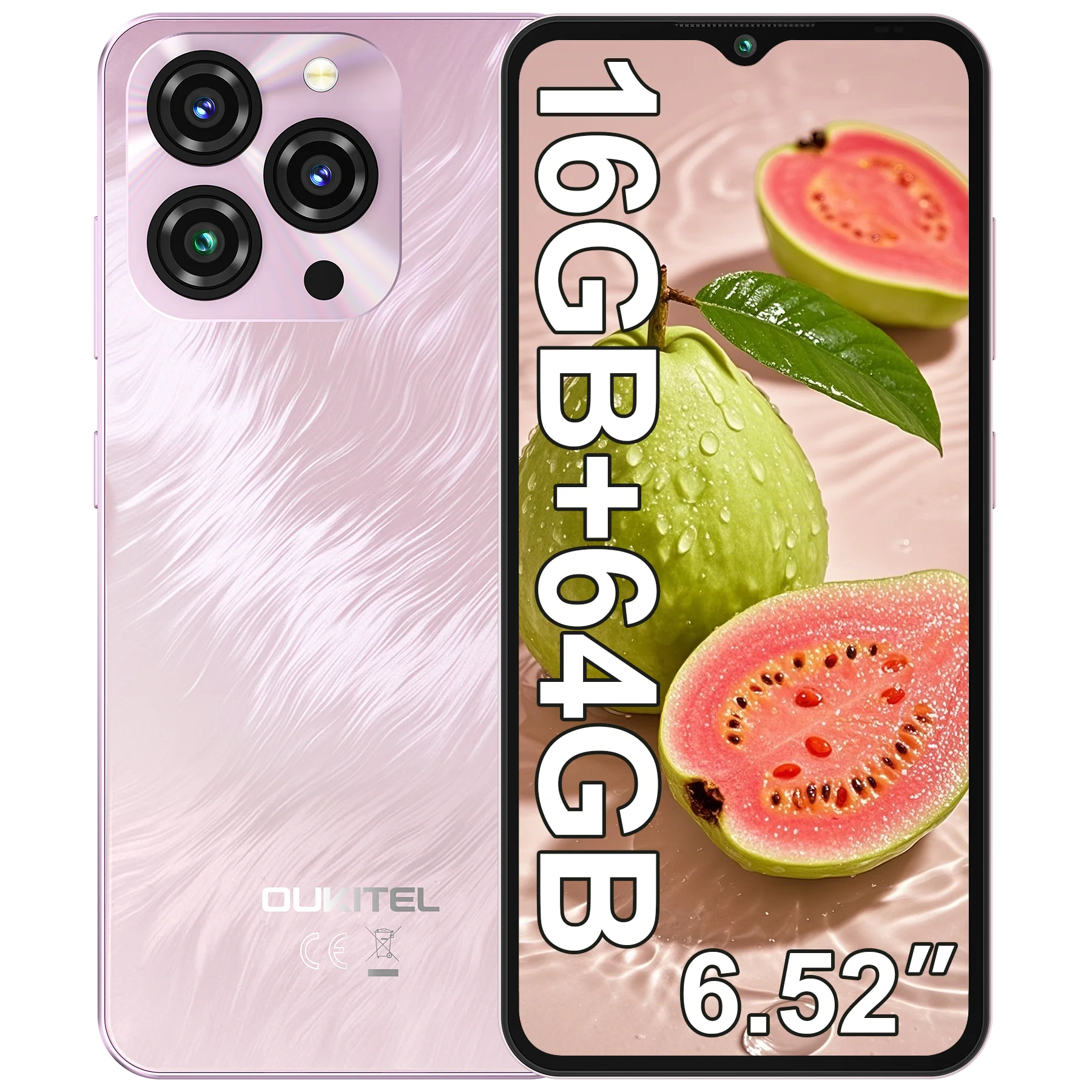 OUKITEL C3 Android 14 Cell Phone Unlocked-5000mAh Battery, 6.52'' Waterdrop Screen-16GB RAM+64GB/TF 1TB ROM Smartphone