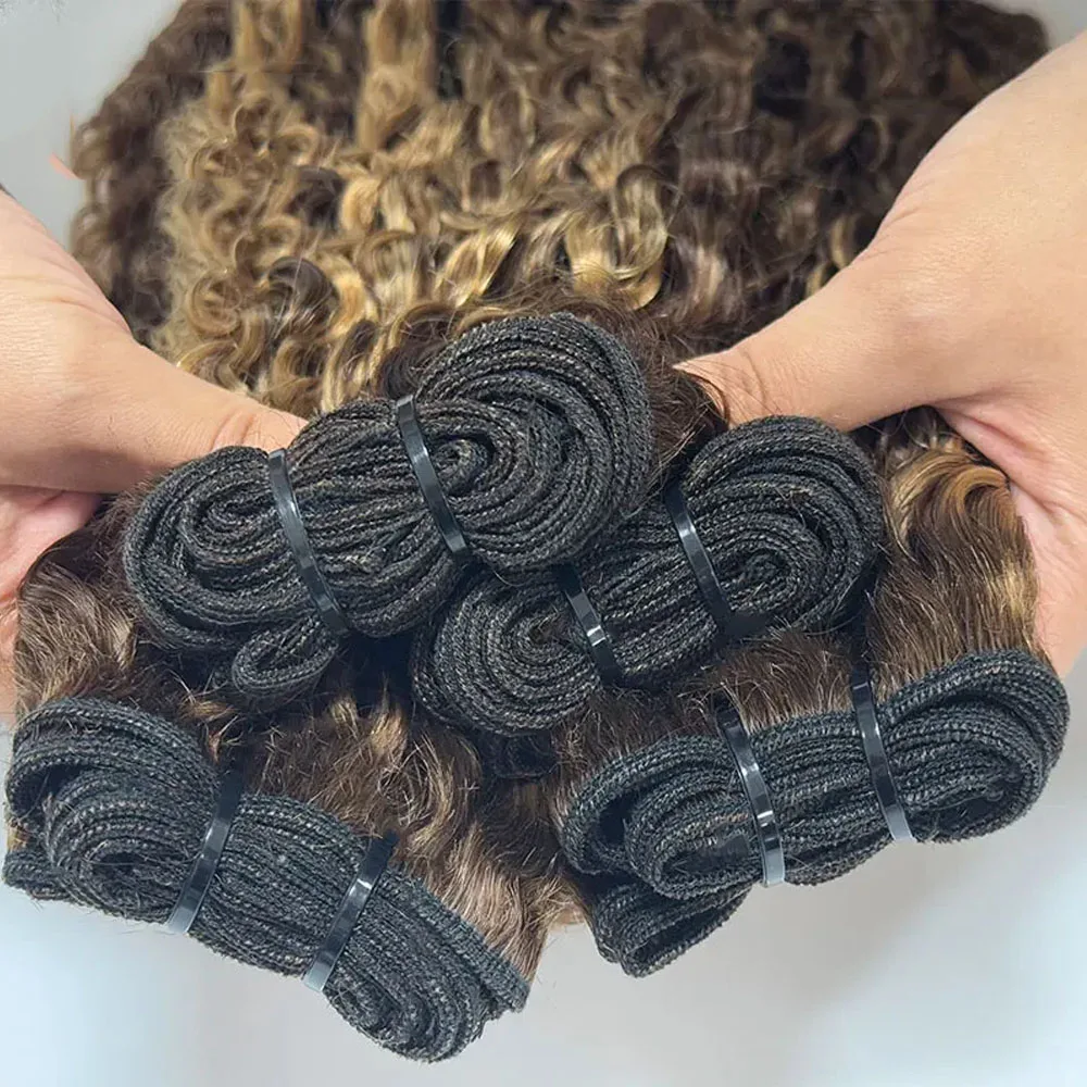 Burmese Curly Hair Bundles Human Hair Quality Highlight Deep Wave Raw Hair Bundles Double Drawn Vietnamese Hair Extension 4