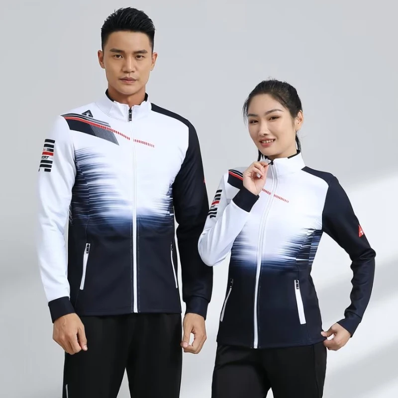 Women Men Badminton Tennis Jackets Black White Patchwork Autumn Winter Sports Ping Pong Table Tennis Coat Workout Clothes table tennis clothing