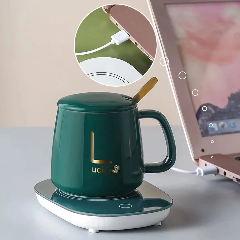 Pack De Tasse En Céramique Avec Lucky Chauffage Chauffe-tasse USB