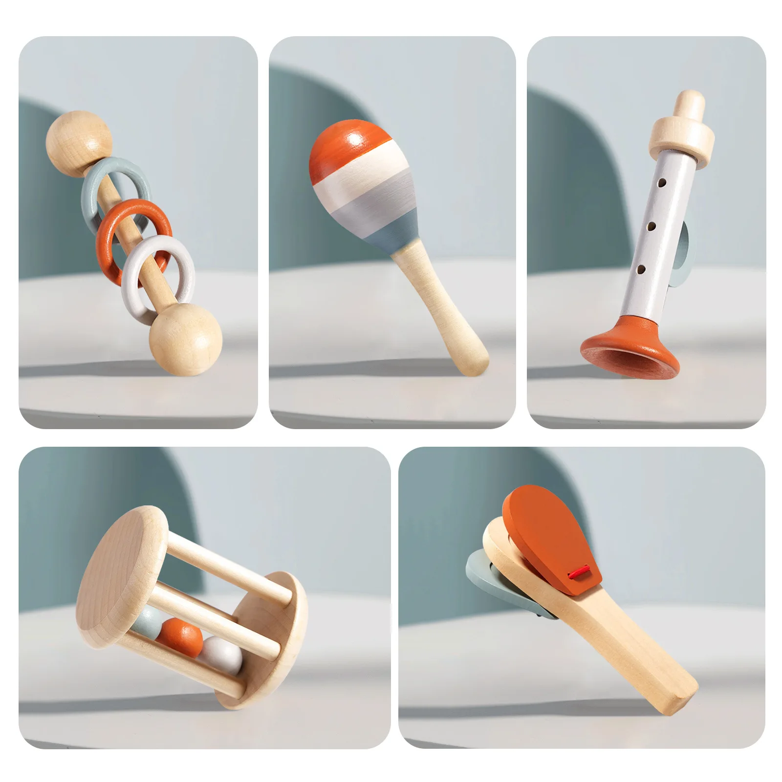 Baby Musical Instruments Montessori Wooden Toys,Percussion Xylophone Set for Toddlers,Preschool Educational Gifts 5