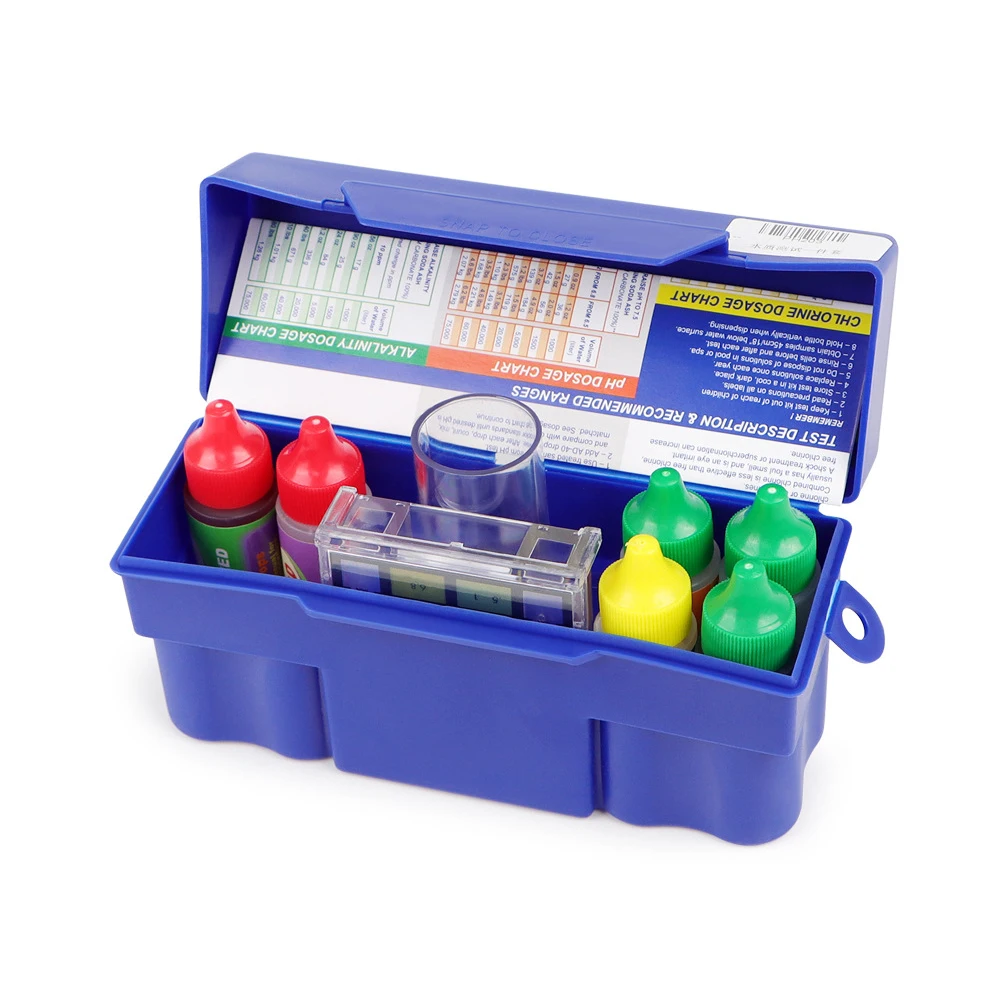 Yieryi 5-in-1-Schwimmbad-Wasserqualitäts-Testkit für Chlor-PH-Säure-Anfrage, Gesamtkalinitätsbrom für die Pool- und SPA-Tests