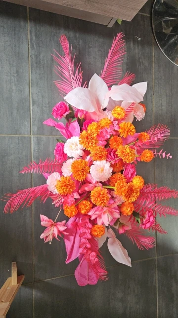 Bouquet de 7 hortensias artificiels oranges photo review