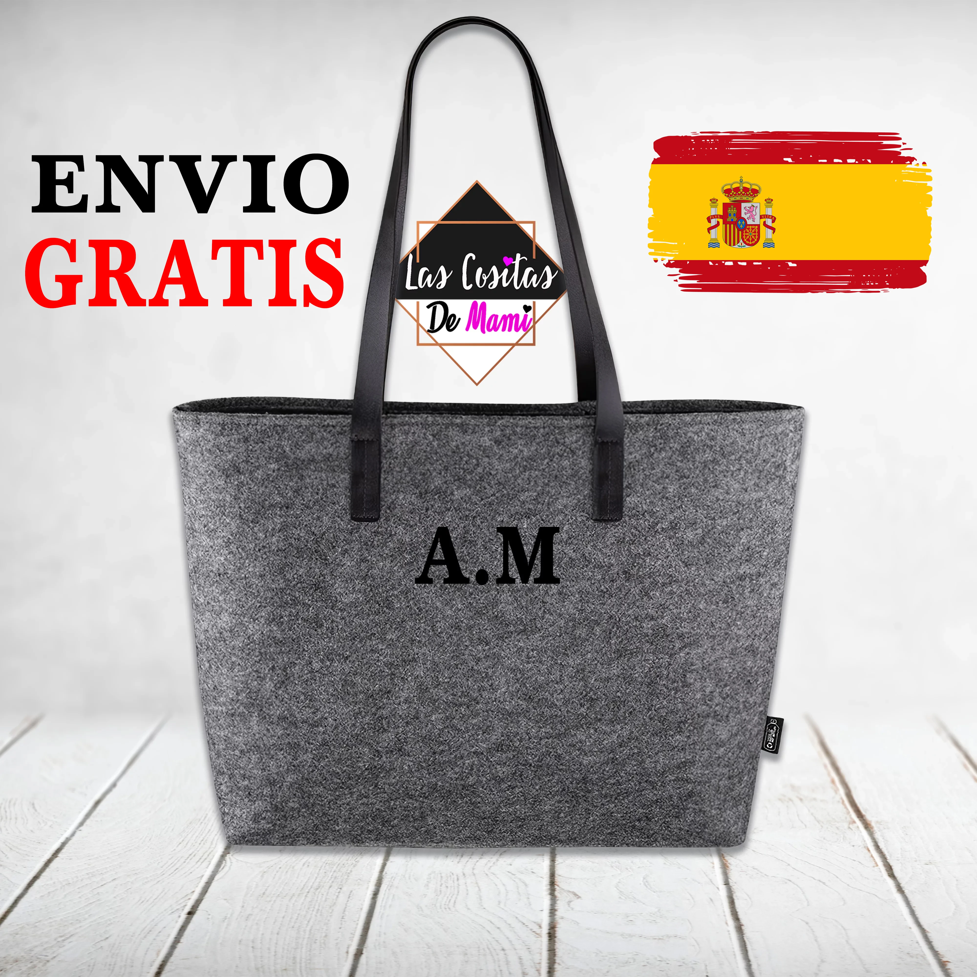 Bolso fieltro personalizado con inicial o ECOFRIENDLY asas largas resistente, bolsos de hombro cómodos regalos personalizados de navidad, detalles con nombre, regalos originales, san Valentín | - AliExpress